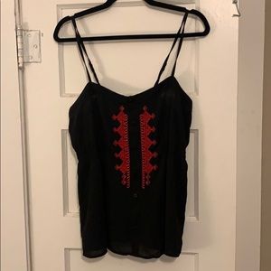Black with red stitching button down tank